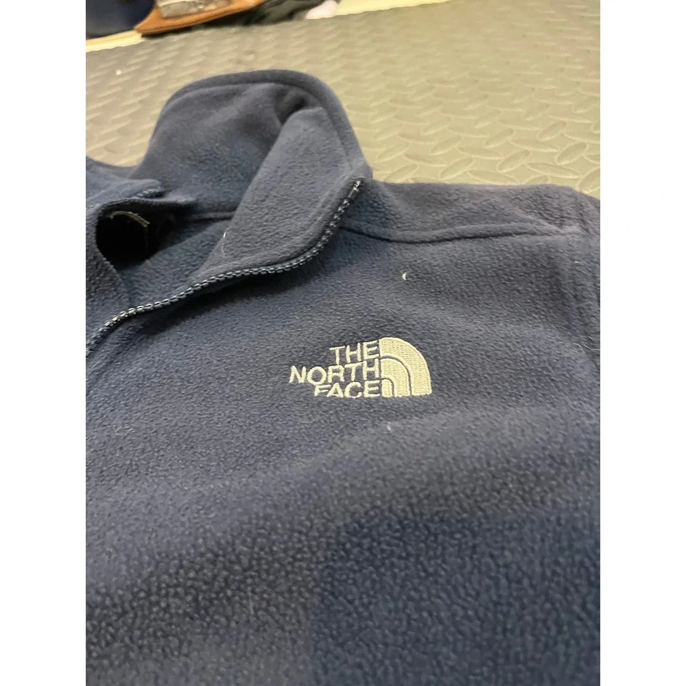 The North Face Fleece Jacket Mens Small Navy Blue Full Zip Faded TKA 100